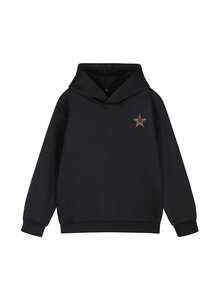 Sweatshirt Kasual Bermotif untuk Remaja Perempuan, Cocok untuk Anak Perempuan dan Anak-anak, Penting untuk Pelajar di Musim Gugur dan Musim Dingin, Cocok untuk Anak-anak Muda, Gaya Tebal dengan Lapisan Termal, Motif Leopard dan Bintang, Dirancang Khusus untuk Para Pemimpi yang Mengejar Cahaya Bintang! - Hitam - View 5