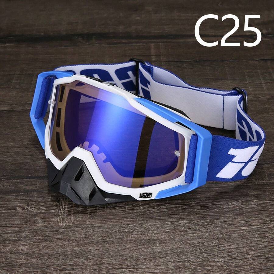 Off-Road Motorcycle Goggles Outdoor Riding Dustproof Goggles Ski Goggles - Khung trắng 25 - Xem 1