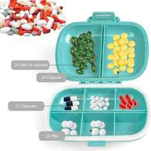 Holii Travel Organizer, 8 Compartments Portable, Daily Box To Hold Vitamins, Small Container Pocket Purse Medicine Organizer(Pink) - Màu lúa mì - Xem 9