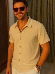 Men's Comfortable Knit Shirt Lightweight Shirt For Summer - Sand - View 1