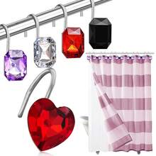 12pcs/Set Simple Crystal Decorative Hooks, Curtain Hooks For Home/Bathroom Decor - Multicolor - View 1