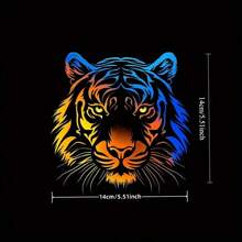 1 件多色虎头贴花 - 防水防刮，PVC 贴纸适用于汽车、摩托车、笔记本电脑、卡车和门窗装饰 | 大胆的动物设计用于车辆定制、卡车装饰 | 充满活力的设计 | 耐用的贴纸 - 均碼 - 查看 6