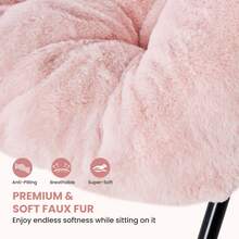OLIXIS Saucer Chair For Adults, Teens, Faux Fur XL Circle Chair For Bedroom, Dorm & Gaming, Foldable Comfy Accent Seat For Small Spaces, Oversized Style Thick Padded Meatal Frame - 粉色 - 查看 3