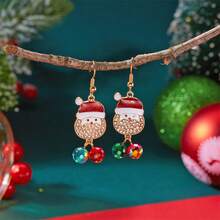 Nuovi orecchini pendenti a forma di Babbo Natale con diamanti per donne, moda versatile, cristallo di alta qualità, regalo di Natale, ganci per orecchie da donna