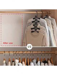 1pc Portable Seamless Garment Storage Hanger With Multi-Functional Trapezoid Design And Multi-Layer Hanging Rack, Space-Saving Closet Organizer For Spring Tops, Summer Tops, Autumn Tops, And Winter Tops, Durable Lightweight Frame For Home, Dorm, And Travel, Non-Slip Hooks, Easy Assembly, Versatile Wardrobe Solution For Seasonal Wear And Everyday Essentials - Multicolor - View 6