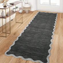Kitchen Modern Simple Home Decor Area Rug Thin Low Pile Washable Carpet Soft Non Shedding Bordered Floorcover Easy To Clean Non Slip Entrance Runner Rug Stain Resistant Printed Mat Throw Rug For Hallway Bathroom Bedroom Dinning Room Laundry Living Room - 深灰色 - 查看 4
