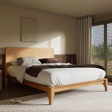 King Size Bamboo Platform Bed, Mid- Modern Bed Frame With Tall Headboard, Solid  Bedframe King-Size, Wood Slat Support, No Box Spring Needed, Easy Assembly, Natural,23062670 - 銅色 - 查看 5