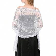 Shawls And Wraps For Evening Dresses,Women Formal 1920s Sequin Flower Sheer Shawls And Wraps For Wedding-{"Color_name":"White"} - 白色 - 查看 1