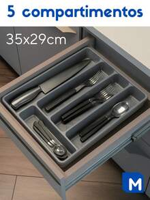 UZ Pink Black Gray Or Red Cutlery Drawer Organizer - Grey - View 2
