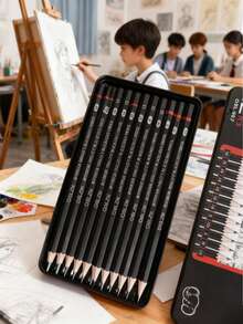 12P 2H/H/FB/HB/2B/3B/4B/5B/6B/7B/8B Sketch Pencil Set Art Drawing Drawing Pencil Iron Box Set Stationery Supplies ,Artist Drawing Sketching Pens,StudenPainting Pencil Set Art Specific Paintbrushes,Creative Writing Art Supplies