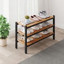 Organizador de Zapatos de Bambú para Armario y Entrada - Soporte de Zapatos Estrecho que Ahorra Espacio - Soporte de Zapatos Versátil para Puerta o Estante de Armario, Garaje, Dormitorio, Puede Apilar Libremente, Estantes de Zapatos Pequeños de 3 Niveles Marrón - Color negro + bambú - Ver 10