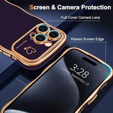 For IPhone 15 Pro Case Wave Wavy Phone Cases With Love Heart, Luxury Plating Edge Cute Curly Shape Cover For Women Girls, Thin Slim Soft TPU Rubber Shockproof Protective Cover, Dark Purple{"Color_name":"DarkPurple","Size_name":"ForiPhone15Pro-6.1inch"} - 多色8 - 查看 4
