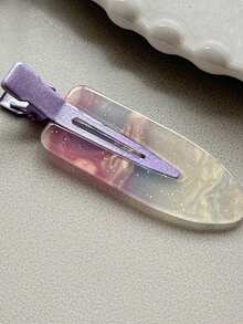 1pc Sweet Young Girl Iridescent Mermaid Girl With Invisible Hair Clip - Simple And Cute Hair Accessory, Claw Clips - Multicolor - View 17