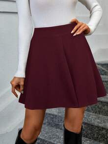 Keke Bloomly 女士时尚简约酒红色半身裙，优雅百搭，适合派对、仪式、通勤、日常、海滩、情人节、春夏等场合。