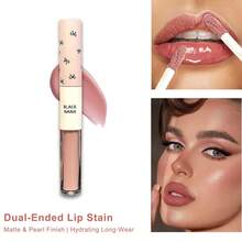 Double-Ended Lip Glaze Mirror Water Light Gray Powder Lip Mud Lip Gloss Honey Light Makeup Nude Color Lipstick New Product - 05#玫瑰色 - 查看 2