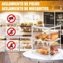 Vitrina para Pan, Panera para Pan Transparente con Pinzas de Cocina, 2 Capas Ajustable. Panera para Pan Apilable Vitrina Exhibidor para Pan, Bagel, Magdalena, Bocadillo, Mantequilla - 1 - Ver 5