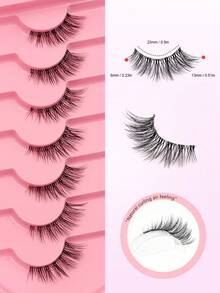 7 Pairs Asiteo Natural Thin Cat Eye False Eyelashes, Fluffy False Eyelashes With Transparent Stem, Short Half False Eyelashes - Half Eyelashes - View 4