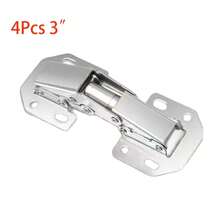 4/8个隐藏式橱柜铰链，表面安装式隐藏橱柜铰链，适用于无框厨房橱柜，带螺丝，90度弹簧隐藏式铰链，用于橱柜门弹簧缓冲铰链，无需开槽 - 銀色 - 查看 8