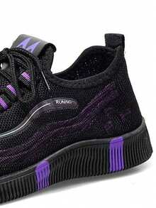 Zapatos Transpirables Zapatos Deportivos Ligeros Para Mujere , Antideslizantes Y Transpirables Para Mujer Tenis Deportivos - negro morado - Ver 8