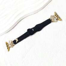 1pc Fashion Silicone Watch Band Compatible With Apple Watch Band 38/40/41/42/44/45/46/49mm, Butterfly Alloy Buckle Silicone Bracelet Suitable For Apple Watch Ultra 2 Series 1-10 & SE - Band Only