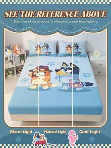 Bluey Ga trải giường in kỹ thuật số hình hoạt hình , Bộ đồ giường , Tấm bảo vệ nệm, Ga phủ giường, Ga trải giường vừa vặn, Vải dệt gia dụng thoải mái, Ga trải giường tông màu mát mẻ, Tấm bảo vệ nệm thoáng khí chống xù lông, Mềm mại và thân thiện với da, Ga phủ giường họa tiết hoạt hình, Trang trí nhà cửa - Màu xanh lam - Xem 8