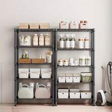 M MZG 1250 Lbs Storage Rack Metal Wire Shelving Unit,  5 Tier Black Heavy Duty Storage Standing Shelf Organizer For Laundry Bathroom Kitchen Pantry Closet Garage Basement Office-13.8" D X 29.5" W X 59.5" H - 黑色 - 查看 3