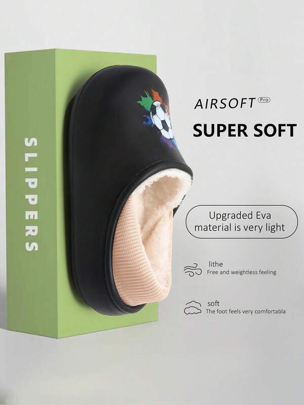 Kinder Winter EVA Innen Weiche Sohle Rutschfeste Cartoon Fußball Hausschuhe für Kleinkinder & Kleine Kinder