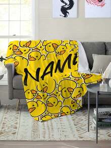1pc Customizable Yellow Duck Name Blanket - Soft & Warm Flannel For Couch, Bed, Travel, Camping | Personalized Gift For Friends & Family,Christmas Blanket Gifts - Digital Print Comfort Breathable All-Season Multipurpose Office Dorm Nap Travel Camping Blanket Washable Cute Custom,Unique,Personalized Ideal Gifts For Family,Ideal Gifts For Friends Son,Daughter,Friends,Family Sofa,Bed,Car,Tea Room,Bedroom,Living Room,Bathroom,Dining Room, Breathable,Lightweight,Washable,Funny,Cute,Love,Soft,Comfortable,Elegant,Simple,Custom,Personalized,Unique,Ideal Gifts For Him,Ideal Gifts For Her,Him,Her,Boyfriend,Girlfriend,Dad,Mom,Family,Friends,For Anniversaries,For Mother's Day,For Birthdays,For Valentine's Day,For Graduation,For Father's Day,For Weddings,For Housewarming,Sofa,Bed,Car,Tea Room,Bedroom,Bathroom,Living Room,Dining Room - Multicolor - View 8