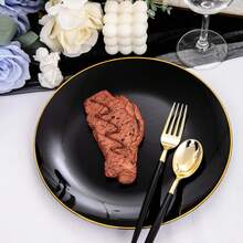 1/25pcs Reusable Ceramic Fruit Tray Plate, Gold Rim, Suitable For Family Gatherings, Outdoor Activities, Team Events, Cooking, Christmas