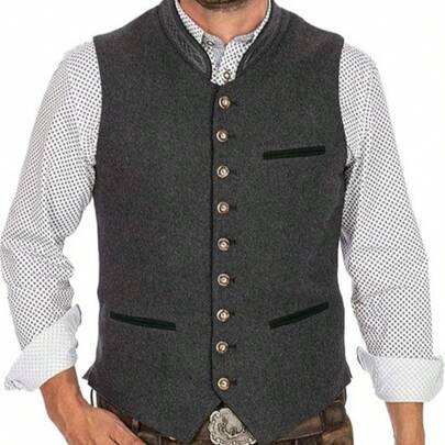 Gilet da uomo COS con scollo a V, per sposo, testimone di nozze, costume da gioco di ruolo, travestimento da cosplay