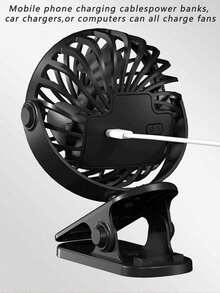 Tragbarer, wiederaufladbarer 720 °-Ventilator mit LED-Lichtern, kleiner Schreibtischventilator, klein, kraftvoll, 3 Geschwindigkeiten, leise, USB-aufladebarer Mini-Kühlventilan für Schreibtischtisch, Zuhause, Büro, Kinderwagen, Camping, Frauengeschenke