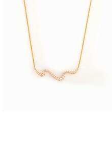 1pc Sterling 925 Silver Exquisite Elegant Fashion Geometric Wavy Cubic Zirconia Pendant Necklace For Women Chock Chain Daily Wearing Friendship Mother's Day Jewelry Gift