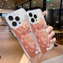 Funda transparente de TPU suave, compatible con las series  16, 15, 14, 13, 12, 11, X, XS, XS Max, Mini, Plus, Pro Max, Galaxy S20, S21, S22, S23, 24, 25, Galaxy A05-A56, OPPO A, RENO, con un elegante diseño con motivos de lotos. Funda protectora clásica suave, a prueba de golpes, resistente a caídas, resistente a arañazos y duradera. - transparente - Ver 4