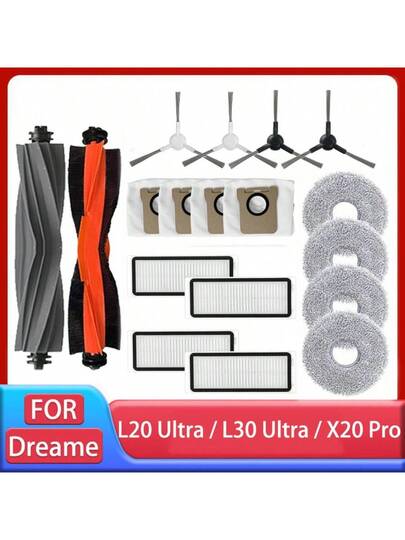 Spare Parts Dreame Bot L30 Ultra L20 X20 Pro Robot Stofzuiger Consumables Main Side Brush Hepa Filter Mop Cloth Dust Bag Accessories