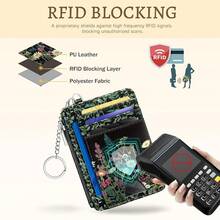 Wildflower Credit Card Holder Small Wallet Women, Flowers Slim RFID Blocking Wallet Woman Keychain With Zipper Coin Pocket, Front Pocket Thin Travel Card Case With ID Window For Ladies Gifts{"Color_name":"WildflowerBlack"} - 多色20 - 查看 5