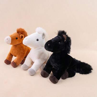 Muñeca de peluche realista de caballo, animal de peluche suave y lindo de poni, almohada de confort para niños, decoración del hogar, regalo para eventos del zoológico, figura de mascota, regalo de cumpleaños y sorpresa navideña para niños