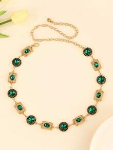 Hollow Out Gold Tone Bohemian Style Adjustable Waist Chain, Fashion Metal Waist Belt For Women, Tropical Print Boho Zinc Alloy Metal Waist Belt, Suitable For Spring, Summer, Autumn And Winter