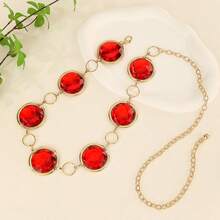 1pc Boho Vintage Metal Coin & Flower Decor Waist Chain, Suitable For Belly Dance, Jeans, Dresses, Daily Wear, Parties, Music Festivals, Beach Vacations, Western Cowboy Style, Christmas, Made Of Zinc Alloy, Versatile For Spring, Summer, Autumn, Winter