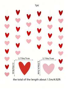1pc Red & Pink Heart Wreath - Valentine's Day Decor, Romantic Paper Hanging Heart Banner, Suitable For Valentine's Day Decoration - Perfect For Party, Wedding, Engagement And Home Decor - Multicolor - View 4