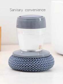 1 pièce Brosse automatique pour ajouter du liquide dans les plats, outil de nettoyage de type pression avec boule en fil d'acier, brosse de nettoyage pour évier de cuisine et plan de travail afin d'éliminer les taches d'huile sur les cuisinières de la maison