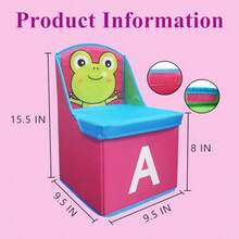 Toys Storage Box Chest Stool 2 In 1 MultiFunction Folding Storage Chair Cartoon Shoe Changing Stool Oxford Cloth Backed Armchair Boxes For Boys Girls Playroom 15.5x9.5x9.5inch