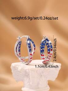 1 Pair National Flag Color Geometric Line Wrapped Stud Earrings, Suitable For Holiday Gifts And Wear