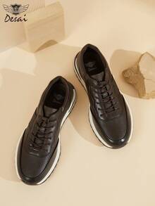 1 Pair Desai New Fashion Men Casual Shoes, Comfortable Breathable Sneakers, Flat Versatile Running Shoes, Business Casual Water-Resistant Leather Shoes