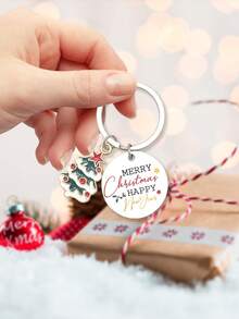 30pcs Christmas Keychain Gift Set (Includes 10 Thank You Cards, 10 Red Organza Bags, And 10 Christmas Metal Keychains) Engraved Tag Appreciation Keychain, Christmas Eve Christmas Party Team Reward Encouragement Gift, Christmas Team Appreciation Keychain Gift, Suitable For Employees, Bosses, Family, Office Gifts, Leaders, Supervisors And Mentors - Multicolor - View 3