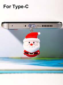 1/2 piezas Tapón antipolvo de Papá Noel, tapón antipolvo de personaje de dibujos animados lindo, colgante de resina exquisito, fresco, dulce y adorable, decoración para teléfono, tableta, auricular, puerto de carga de Kindle, tapón antipolvo de silicona transparente, adecuado como pequeños regalos, a prueba de agua y antipolvo para el puerto de carga del teléfono, compatible con conector Lightning/Tipo C de - Multicolor - Ver 10
