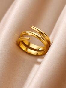 Anéis vintage assimétricos geométricos com rebites em aço inoxidável, cor dourada, resistentes ao desbotamento, anel aberto para mulheres, joias para festas, acessórios de dedo para casamento, presentes para mães/melhores amigas.