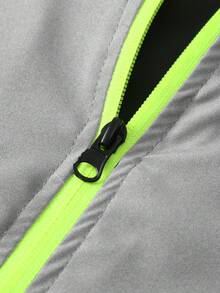 Pantalones con diseño de cuello alto de patchwork para hombres con bolsillos con cremallera, diseño de bloques de color, estampado de letras deportivas casuales, versátil para uso diario, ropa de otoño - Gris Claro - Ver 5