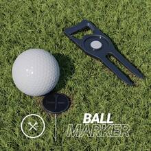 6 - In - 1 Premium Divot Ball Marker - Bottle Opener - Club Tee - Groove Cleaner - Putting Alignment - Designed To Be Ultimate Green - Black - Silver - View 5
