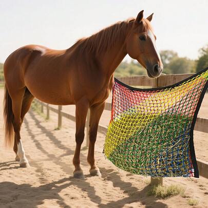 1pc Colorful Hay Net For Horses & Goats - Slow Feeder, Large Opening Design, Easy Fill, Nylon Feeding Bag