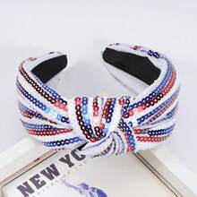 Ardorchid 4th Of July Headbands For Women Girls American Flag USA Independence Day Knotted Wide Headband Red White And Blue Sequin Patriotic Hairband Fourth Of July Head Band Hair Accessories Gifts{"Color_name":"4thofjulyheadband-FF"} - 多色23 - 查看 4